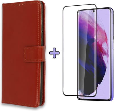 HB Hoesje Geschikt voor Samsung Galaxy A42 5G Bruin - Portemonnee Book Case - Kaarthouder & Magneetlipje & Volledige Display Screenprotector
