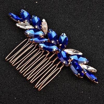 Rhinestone Haaraccessoires voor Bruiden en Bruidsmeisjes - Kam met Groene en Blauwe Steentjes voor Bruiloften en Feestjes