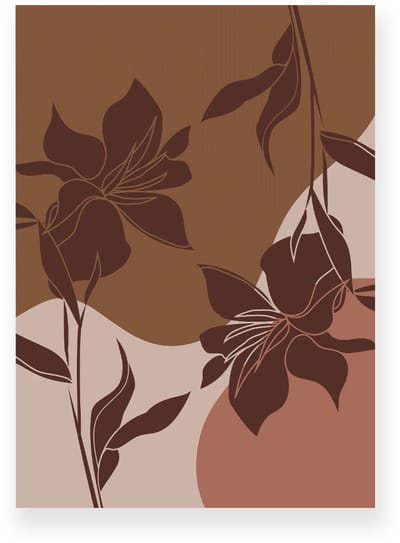Poster 20x30 cm - Lelies - Bloemen - Bruin - Terracotta - Japandi - Minimalistisch - Muurdecoratie - Wanddecoratie