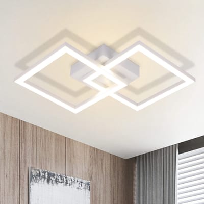 NETTLIFE Plafondlamp LED - Wit - modern - vierkant - 4000K Neutraal wit Licht - 2 Lichts - geometrische Design - Plafondverlichting - 24W - voor Woonkamer | Slaapkamer | Keuken | Gang