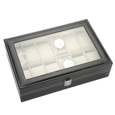 Yctze 12-vaks PU Leer Horloge Opbergdoos - Duurzaam en Lockable, Perfect voor Thuis en Reizen