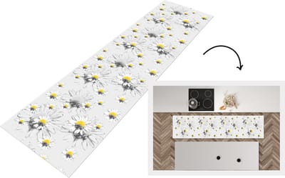 Keukenloper - Loper keuken - Madelief - Kamille - Bloemen - Patronen - 200x50 cm - Keukenloper vinyl