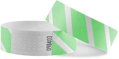 CombiCraft Gestreepte Blanco Tyvek Polsbandjes Groen - 100 stuks