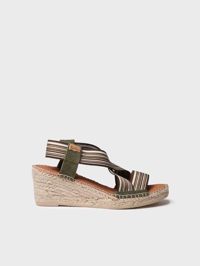 Dames espadrille met sleehak en elastische banden | TINA