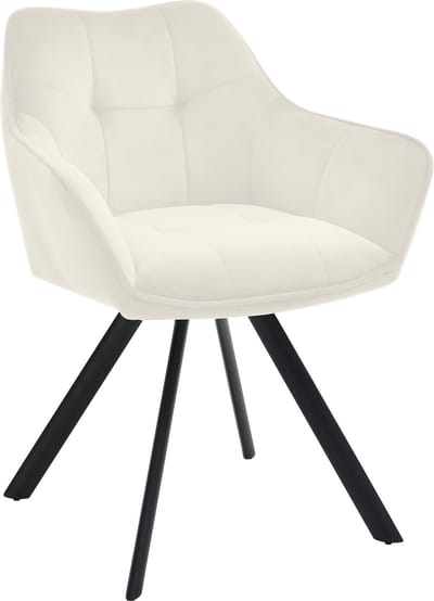CLP Scott Eetkamerstoel - Draaibaar 180°- Metalen Frame - Terugdraaifunctie - Comfortabele Zitting - Modern Design - Max. 120 kg - Fluweel/creme