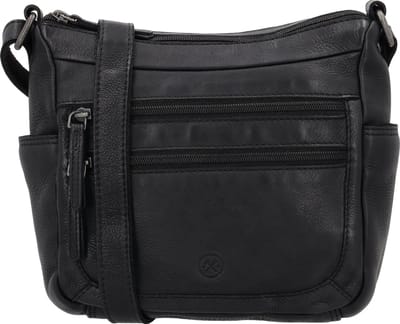Hide & Stitches Paint Rock Crossbodytas Dames - Schoudertas met verstelbare schouderband - Tas van 100% Leder - Zwart