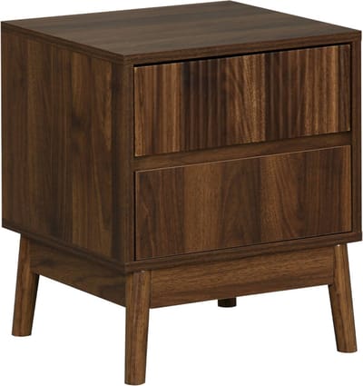 sweeek - Nachtkastje, walnoothout decor, linear, l 40 x b 39 x h 48cm