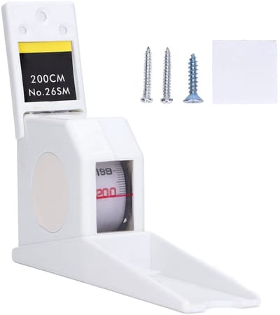 Dailygoods- Hoogtemeter 200cm - Wandgemonteerd - Intrekbaar - Nauwkeurig - Compact - Geschikt voor ziekenhuizen - Hoogtemeetlint