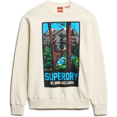 Superdry - Travel Postcard sweatshirt met ronde hals en grafische print - Heren - Truien