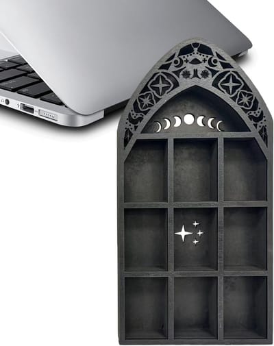 Maan Wandvitrine - Gotische Kast - Sieraden Opbergen - Uniek Ster Decor - 43 x 309 x 43 mm