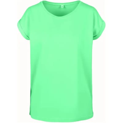 Build Your Brand - Extended Shoulder Dames T-shirt - Neo Mint maat L