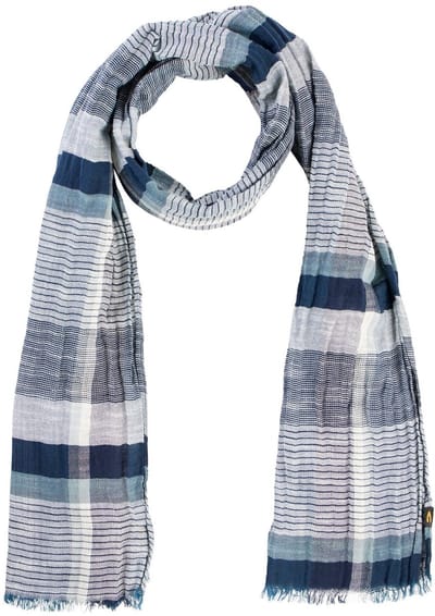camel active Multicolour geweven sjaal van katoenen twill - Maat menswear-OS - Donkerblauw