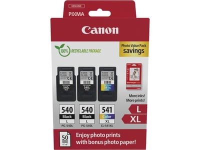 Canon Inktcartridge PG-540L + PG-540L + CL 541XL photo value pack Zwart + 3 kleuren Multipack