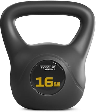 Trex Sport TX-016CKB - Kettlebell - Vinyl trainingsgewicht - 16 kg - Met brede handgreep