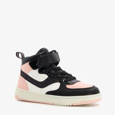 Blue Box hoge meisjes sneakers met lak zwart roze - Maat 24