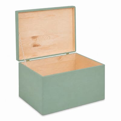 HAUDT® Houten kist KIM MAXI Tijm met klepdeksel - 39,5 x 29,5 x 23 cm - opbergkist zonder handvatten - volledig gesloten