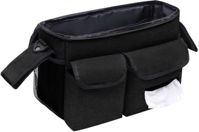 Opbergtas Geschikt voor de kinderwagen, multifunctionele luiertas met geïsoleerde bekerhouder, ritsvak, schouderriem en opbergruimte.