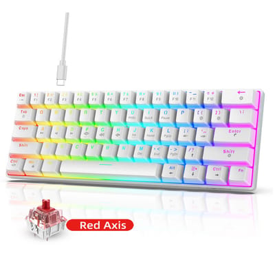 HXSJ V900 - Bedrade Gaming Toetsenbord - Mechanisch - RGB - Linear - Red Switch - 61 Keys - QWERTY Toetsenbord - Wit
