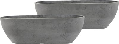 Ter Steege Plantenbak - 2x stuks - balkon - kunststof - donkergrijs - 55 x 16 cm - Buiten gebruik
