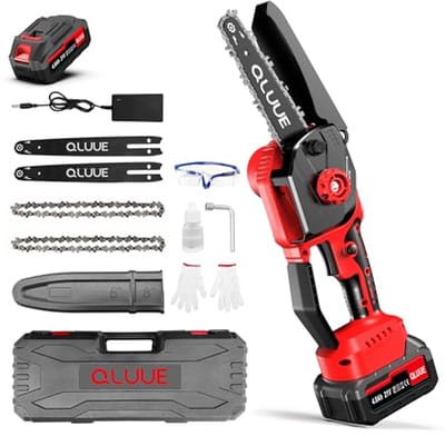 Mini draadloze kettingzaag, 8000 mAh, 6 inch mini-kettingzaag, met 1150W-motor, veiligheidsslot en meerdere accessoires, ideale handkettingzaag voor tuinieren, takken zagen, hout zagen, MC1-1