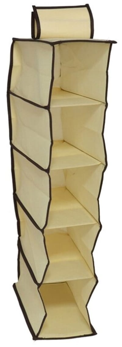 Gerimport Camping opberg/hangkast - leg niveaus - opvouwbaar - beige - 15 x 30 x 70 cm