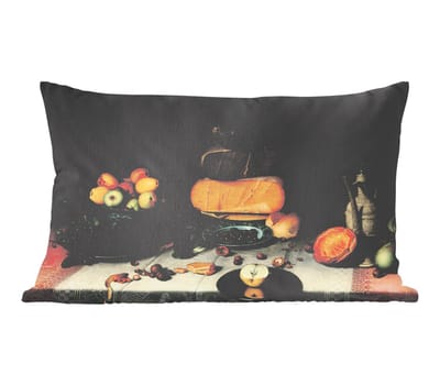 Sierkussens - Kussentjes Woonkamer - 50x30 cm - Stilleven met kazen - Kunstwerk - Oude meesters