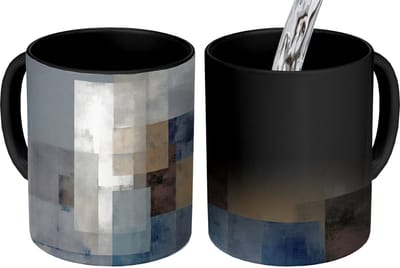 Magische Mok - Foto op Warmte Mokken - Koffiemok - Rechthoeken - Abstract - Blauw - Magic Mok - Beker - 350 ML - Theemok