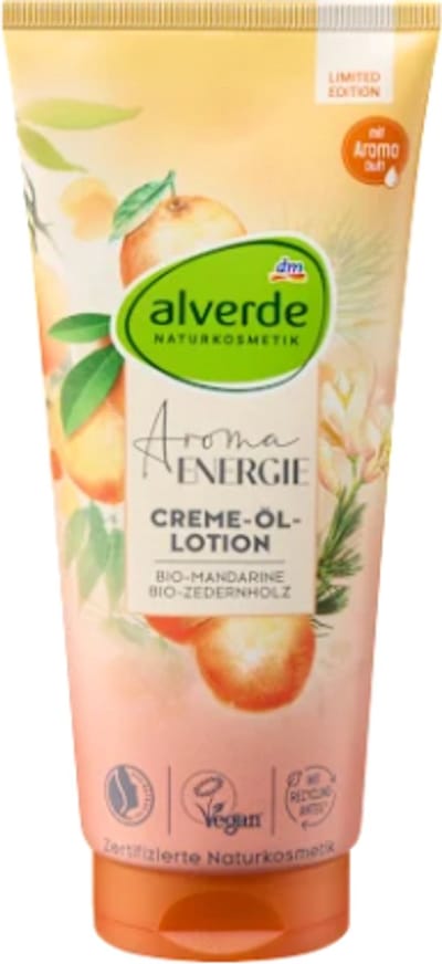 Alverde Naturkosmetik Crème-olie-lotion Aroma Energie | 1x 200 ml - Mandarijn & Cederhout | Limited Edition 2025