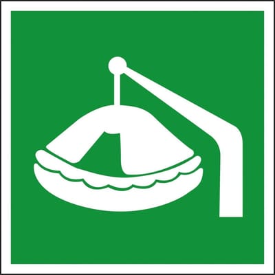 Overlevingsvlot davit bord - kunststof - ISO 7010, E039 400 x 400 mm