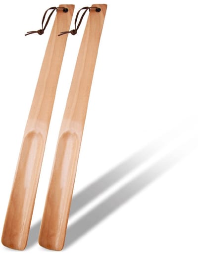 TOVBMUP Schoenlepel - Lange schoenlepel - Houten lange schoenlepel - Schoenlepelontwerp van hout, lang en stevig - 38 cm - 2 stuks
