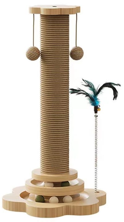 YYchan Krabpaal Hout - Krabpaal voor katten - Krabpaal Natural - Kattenspeelgoed - 28*28*46 cm