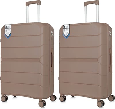 Traveller Set 2xM Reiskoffers 24' - 65L - Lichtgewicht Harde Koffers - Licht Bruin - Met Ingebouwde TSA Slot - Voor Vakanties en Weekendtrips