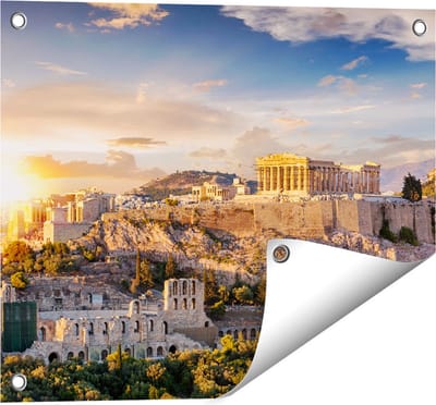 Gards Tuinposter Akropolis van Athene, Griekenland - Architectuur - 50x40 cm - Tuindoek - Tuindecoratie - Wanddecoratie buiten - Tuinschilderij
