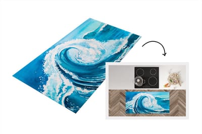 Keukenloper - Loper keuken - Golf - Zee - Waterverf - 120x60 cm - Keukenloper vinyl