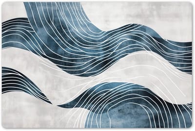 Placemats 45x30 cm - Placemat kunststof - 1 stuk - Lijnen - Golven - Abstract - Blauw - Borden onderleggers - Decoratie voor op tafel - Keuken tafeldecoratie accessoires - Vinyl onderlegger - Tafelversiering