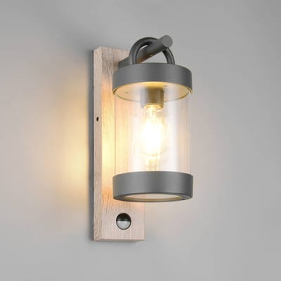 Trio Lighting Buitenwandlamp Sambesi, houtlook, gegoten aluminium, sensor