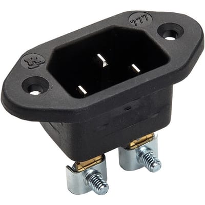 Martin Kaiser MK C14 IEC Invoerstekker 70 Graden Aarding Schroefaansluiting 10A Zwart - 777/SW [5 stuks]