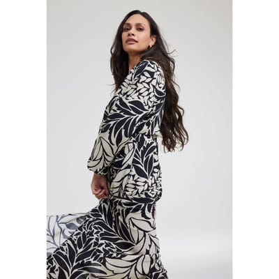 Dress Paz Black with Oasis print