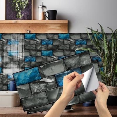Store_8 - Vintage Tegel Stickers - Waterdicht - Blauw - Decoratieve