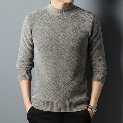 Herfst en Winter Trui Geïntegreerd Fluweel Losse Semi-coltrui Gebreide Basis Trui Om Warm te Dragen Gebreide Kleding 4XL