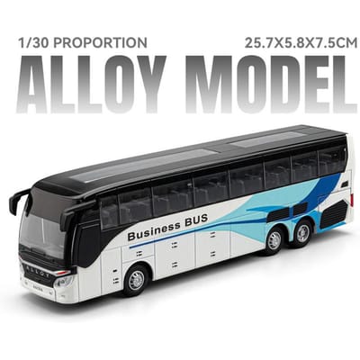 1:30 Bedrijfsbus Model Speelgoedauto Metaal Die-Cast Muziek Licht Deuren Geopend Lange Afstand Enkellaags Vrachtwagenmodellen Vakantiecadeaus