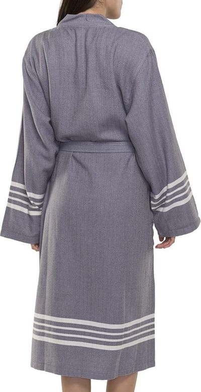 Lalay - hamam badjas Krem Sultan - dark grey - XS - dames heren badjas - sauna badjas - dunne badjas - 100% gekamd katoen