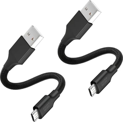 2x Micro usb kabel - Usb naar Micro usb kabel - Oplader - Voor opladen van oude smartphone, speaker, koptelefoon, ereader - 30cm - Kort - Stevig - Zwart