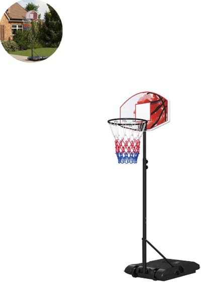 Basketbalpaal - Basketbalring - Verstelbaar in hoogte - 215 tot 245 cm - Voor buiten - Met wieltjes - Weerbestendig