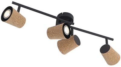 QAZQA corky - Landelijke Plafondspot | Spotje | Opbouwspot - 4 lichts - L 71.5 cm - Beige - Woonkamer | Slaapkamer | Keuken
