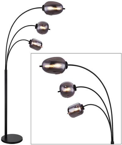 Vloerlamp GIUSEPPE Glas 165.0cm Matt zwart | Smoked E27 2-Lichts