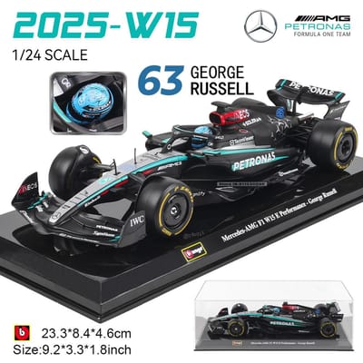 Bburago 1:24  F1 Mercedes-Amg Équipe de Formule 1 #44 Lewis Hamilton #63 George Russell Modèle de Voiture en Alliage Série Jouet Collection black