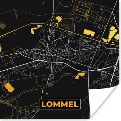 Poster Lommel - Stadskaart - Goud - Plattegrond - Kaart - 100x100 cm XXL