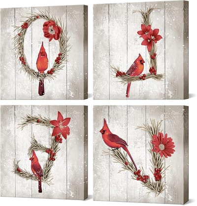 Wanddecoratie Set - Canvas Schilderij - Woonkamer Decoratie - Klaar om op te hangen - 4x 12x12 Inch - Meerkleurig