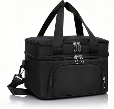 Dubbele Laag Geïsoleerde Koeltas voor Mannen en Vrouwen, Lekvrije Lunchtas met Verstelbare Schouderband, Perfect voor Werk, Picknick en Buitenactiviteiten, 10 Liter, Zwart